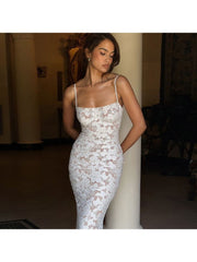 Flower Lace See Through Mermaid Slip Dress