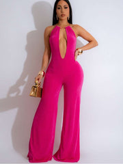 Halter Backless Wide Leg Jumpsuits