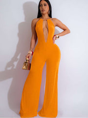 Halter Backless Wide Leg Jumpsuits