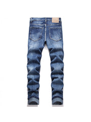 Embroidery Ripped Washed Men's Jeans