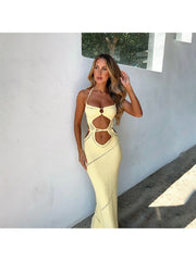 Halter Hollow-out Backless Maxi Dress