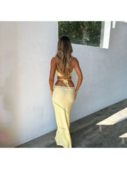 Halter Hollow-out Backless Maxi Dress