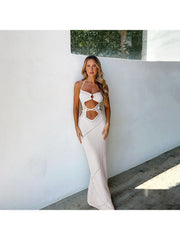 Halter Hollow-out Backless Maxi Dress