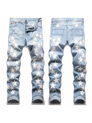 Star Washed Mid-rise Men's Jeans