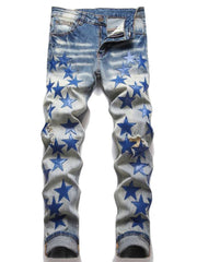 Star Washed Mid-rise Men's Jeans