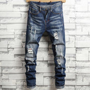 Ripped Washed Mid-rise Men's Jeans