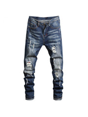 Ripped Washed Mid-rise Men's Jeans