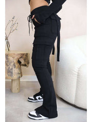 Drawstring Multi Pocket Fitted Cargo Pants