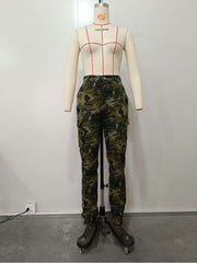 Camouflage Bodycon Cargo Plus Size Pants