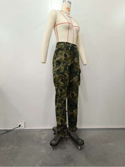 Camouflage Bodycon Cargo Plus Size Pants