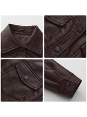 Long Sleeve Single Breasted Fine Leather Jacket