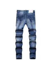 Washed Straight Single Breasted Men's Jeans