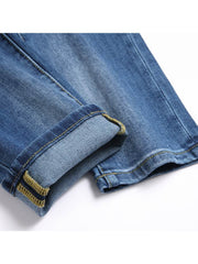 Washed Straight Single Breasted Men's Jeans