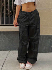 Patchwork Ankle-tied Cargo Pants