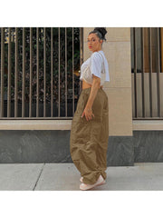 Patchwork Ankle-tied Cargo Pants