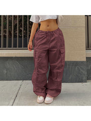 Patchwork Ankle-tied Cargo Pants