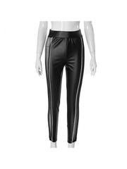 Mesh PU Patchwork See Through Fitted Pants