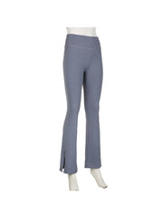 Pure Color Split Hem Flare Leg Pants