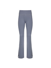 Pure Color Split Hem Flare Leg Pants