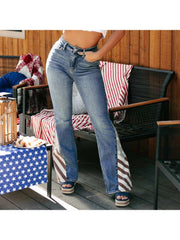 Patchwork High Rise Flare Leg Jeans