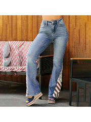 Patchwork High Rise Flare Leg Jeans