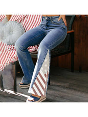 Patchwork High Rise Flare Leg Jeans