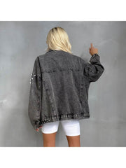 Hotfix Rhinestones Long Sleeve Denim Jackets