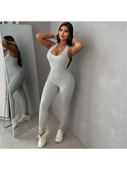 Lacework U Neck Backless Fitted Jumpsuits