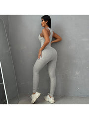 Lacework U Neck Backless Fitted Jumpsuits