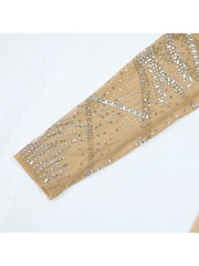 Hotfix Rhinestones V Neck Long Sleeve Fall Dress