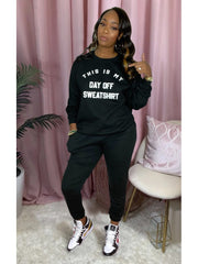 Letter Printed Loose Sweatshirt Pant Sets