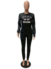 Letter Printed Loose Sweatshirt Pant Sets