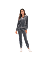 Pure Color Ankle-tied Athleisure Plus Size Pant Sets