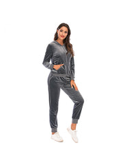 Pure Color Ankle-tied Athleisure Plus Size Pant Sets