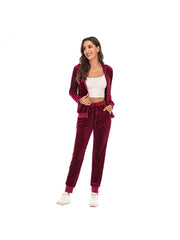 Pure Color Ankle-tied Athleisure Plus Size Pant Sets