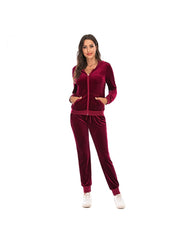 Pure Color Ankle-tied Athleisure Plus Size Pant Sets