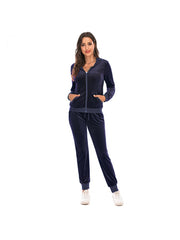 Pure Color Ankle-tied Athleisure Plus Size Pant Sets