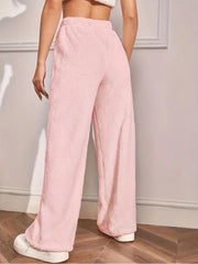 Plain Color Elastic Waist Cozy Pants