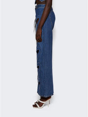 Heart Hollow-out Wide Leg Plus Size Jeans