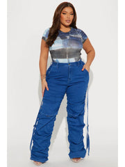 Ruched Trailing Straight Plus Size Jeans