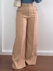 OL Plain Color High Rise Straight Pants