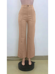 OL Plain Color High Rise Straight Pants