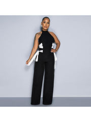 Colorblock Tie-wrap Sleeveless Jumpsuits