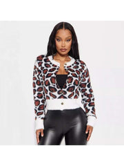 Leopard Single Breasted Long Sleeve Coats