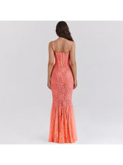 Spaghetti Straps Lace Mermaid Maxi Dress