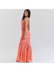 Spaghetti Straps Lace Mermaid Maxi Dress