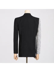 Patchwork Sequin Long Sleeve Blazers