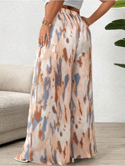 Contrast Color Printed Wide Leg Pants