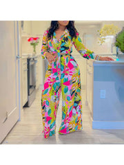 Print Single Breasted Long Sleeve Pant Sets