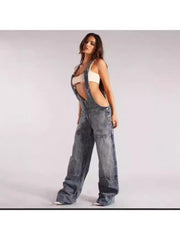 Distressed Baggy Denim Overalls Jumpsuits